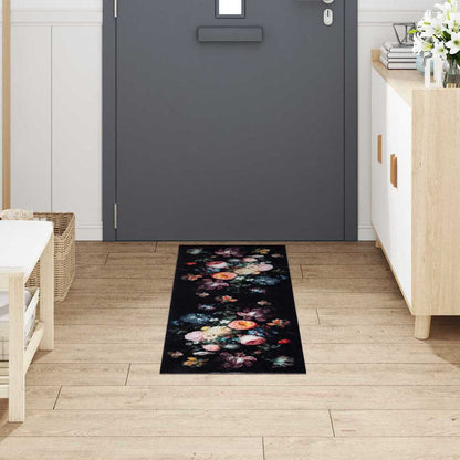 vidaXL Kitchen Rug Black 150 x 45 cm Velvet