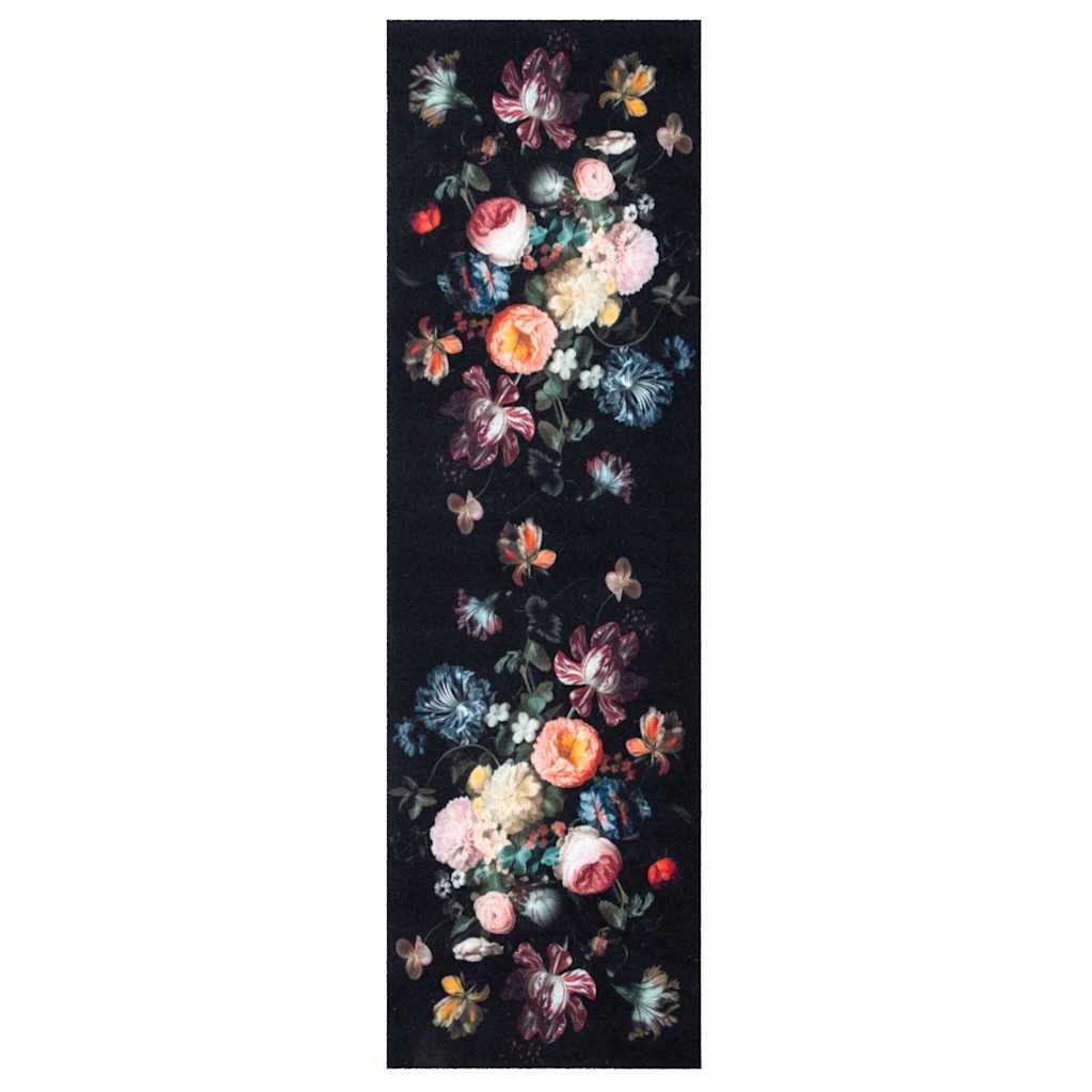 vidaXL Kitchen Rug Black 150 x 45 cm Velvet