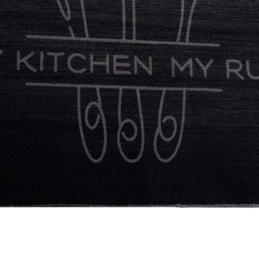vidaXL Kitchen Rug Cutlery Black 180 x 60 cm Velvet
