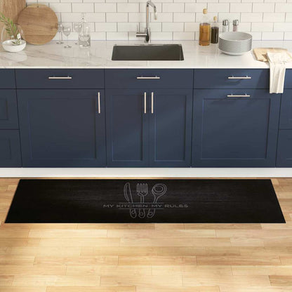 vidaXL Kitchen Rug Cutlery Black 180 x 60 cm Velvet