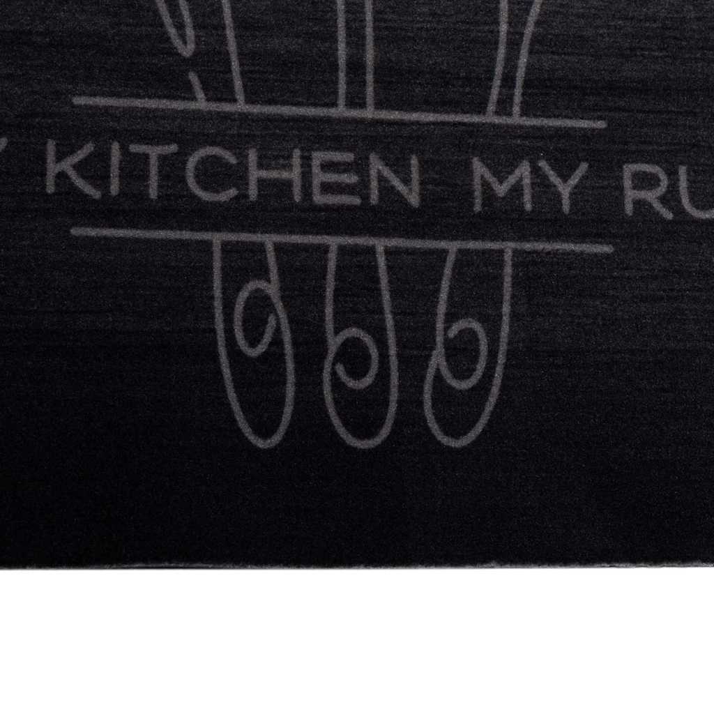 vidaXL Kitchen Rug Cuttlery Black 150 x 45 cm Velvet