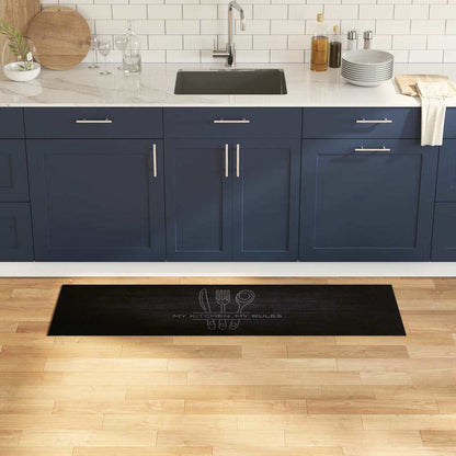 vidaXL Kitchen Rug Cuttlery Black 150 x 45 cm Velvet