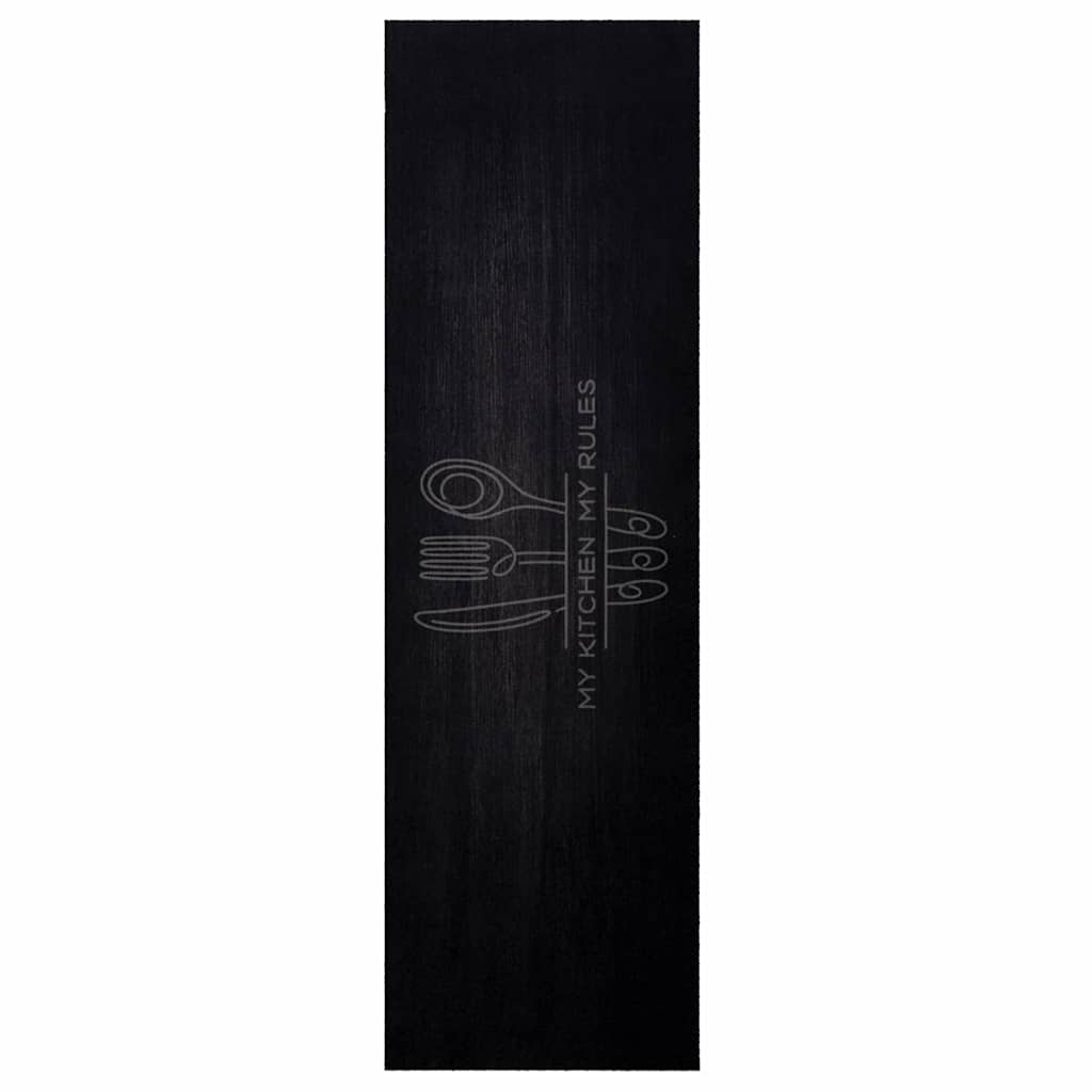 vidaXL Kitchen Rug Cuttlery Black 150 x 45 cm Velvet