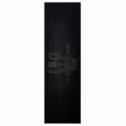 vidaXL Kitchen Rug Cuttlery Black 150 x 45 cm Velvet
