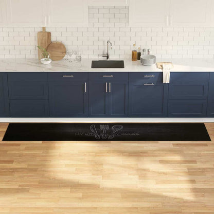 vidaXL Kitchen Rug Cutlery Black 300 x 60 cm Velvet