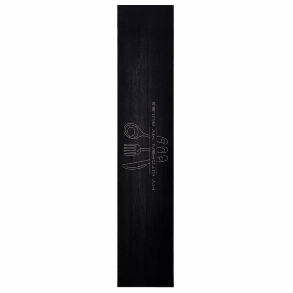 vidaXL Kitchen Rug Cutlery Black 300 x 60 cm Velvet
