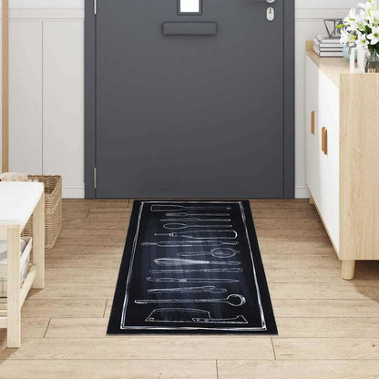 vidaXL Kitchen Rug Black 180 x 60 cm Velvet