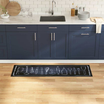 vidaXL Kitchen Rug Black 150 x 45 cm Velvet