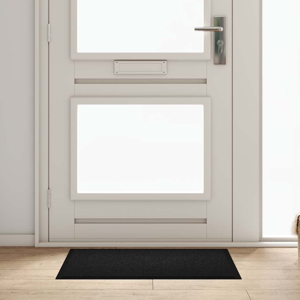 vidaXL Door Mat Black 80 x 60 x 1.2 cm Teddy Fabric