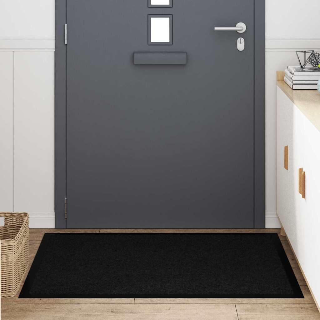 vidaXL Door Mat Black 120 x 80 x 1.2 cm Teddy Fabric