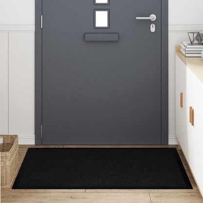 vidaXL Door Mat Black 120 x 80 x 1.2 cm Teddy Fabric