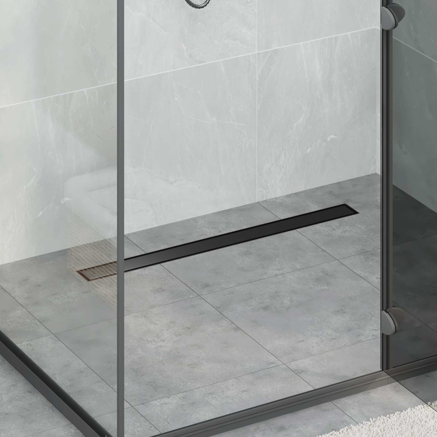 vidaXL Shower Drain 2-in-1 with 360° Siphon Black 80 cm