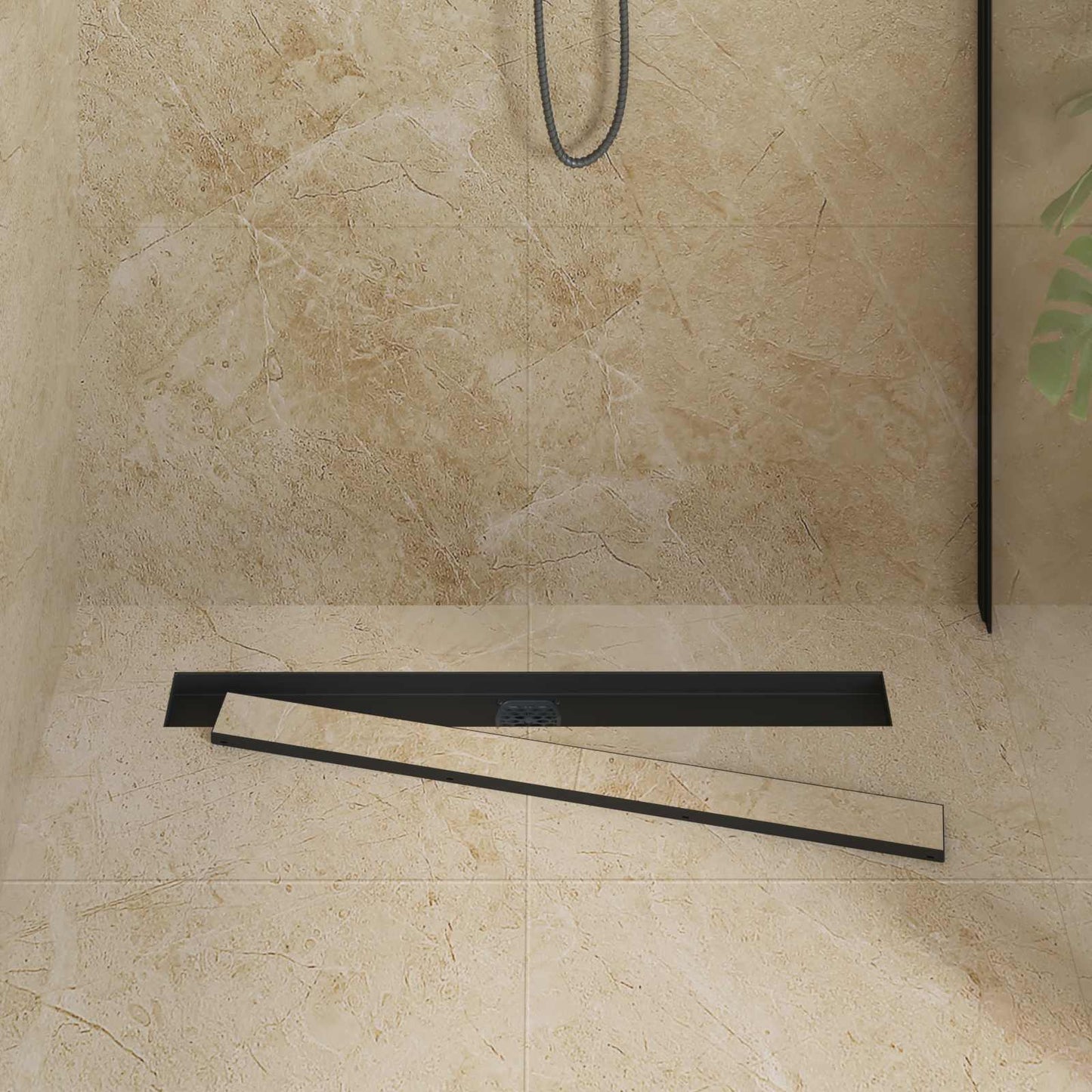 vidaXL Shower Drain 2-in-1 with 360° Siphon Black 80 cm