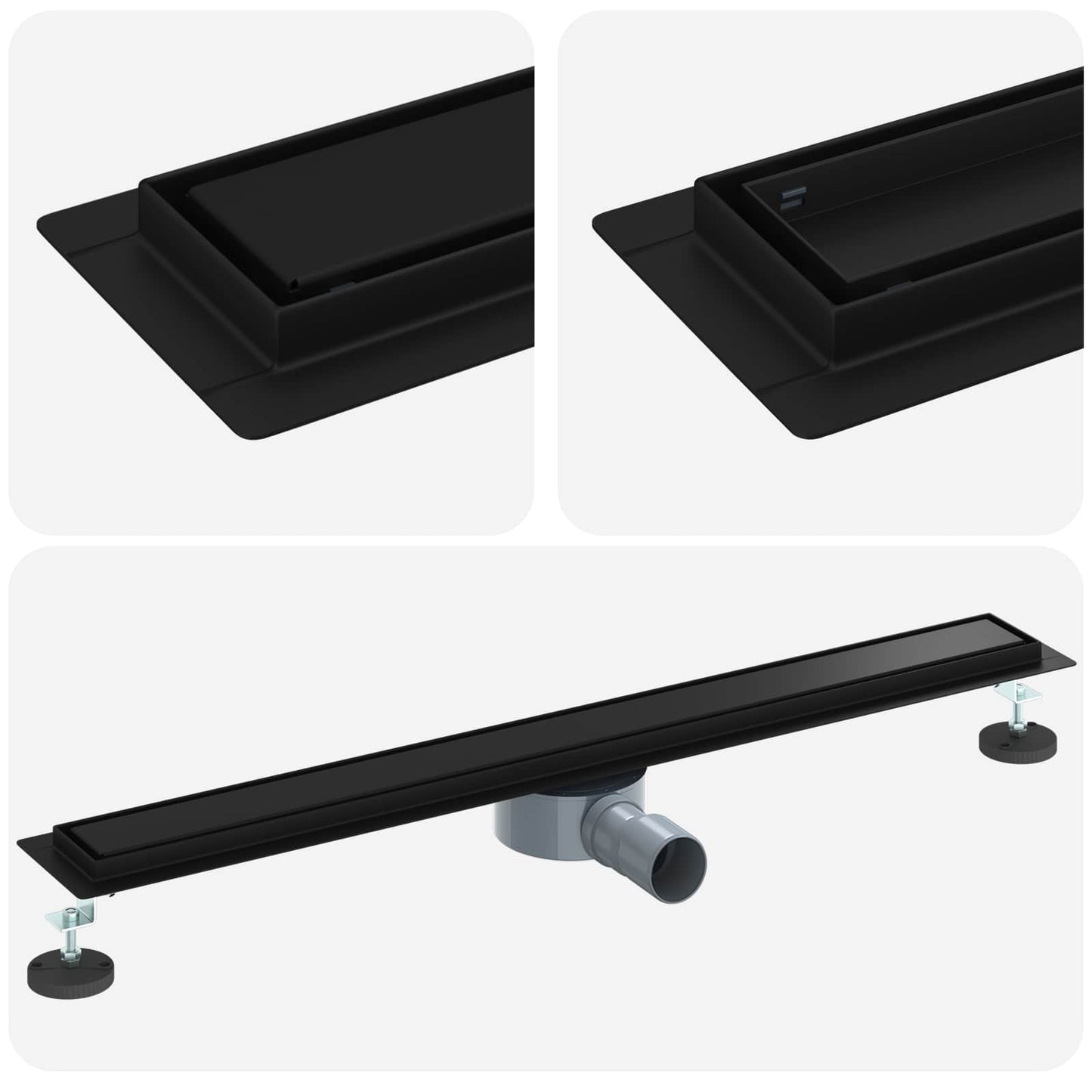 vidaXL Shower Drain 2-in-1 with 360° Siphon Black 80 cm