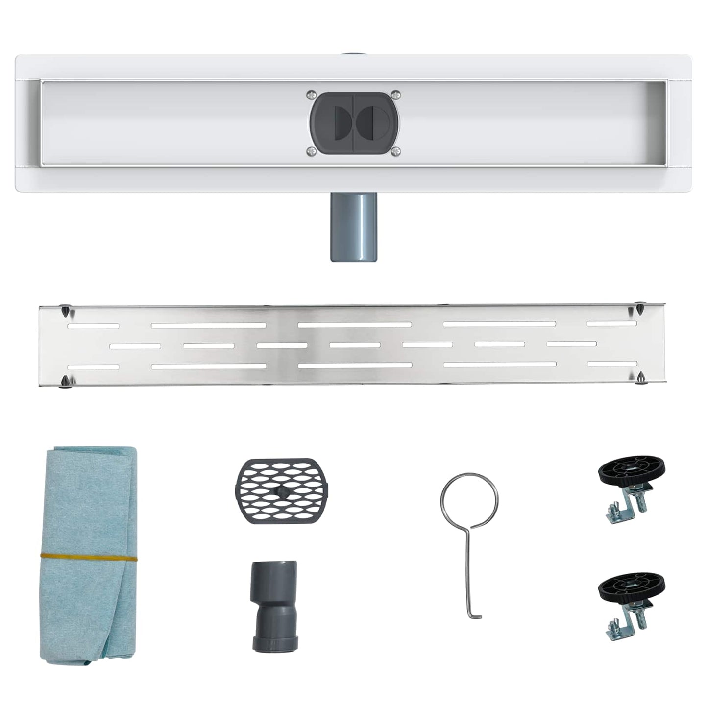 vidaXL Shower Drain Line Design with 360° Siphon Silver 50 cm