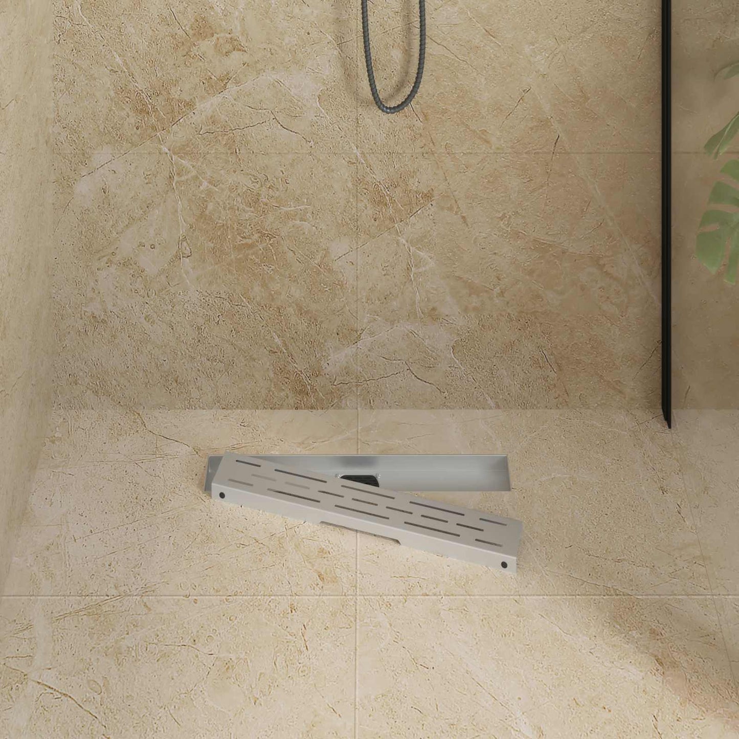 vidaXL Shower Drain Line Design with 360° Siphon Silver 50 cm