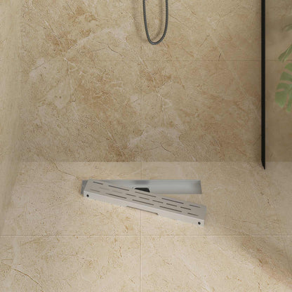 vidaXL Shower Drain Line Design with 360° Siphon Silver 50 cm
