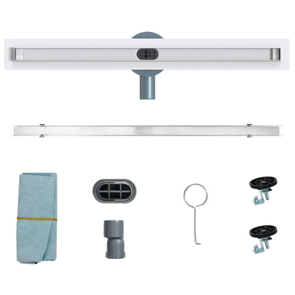 vidaXL 360° Shower Drain with Slim Model Silver 60 cm