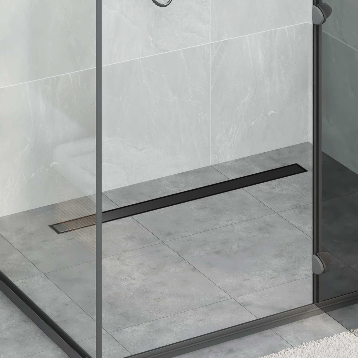 vidaXL Shower Drain 2-in-1 with 360° Siphon Black 90 cm