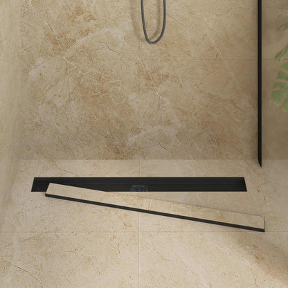 vidaXL Shower Drain 2-in-1 with 360° Siphon Black 90 cm