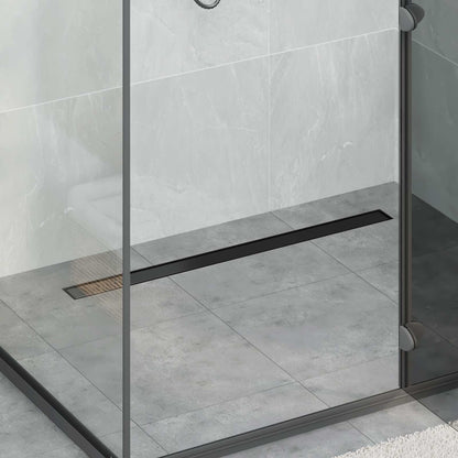 vidaXL 2 in 1 Shower Drain Black 100 cm Stainless Steel 304