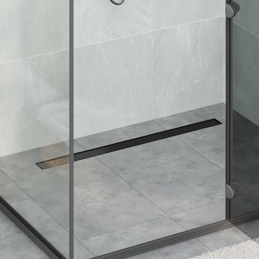 vidaXL 2 in 1 Shower Drain Black 100 cm Stainless Steel 304