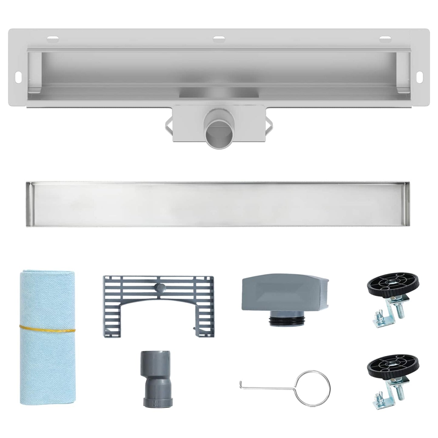 vidaXL Wall Mounted Shower Drain Silver 50 cm Stainless Steel 304