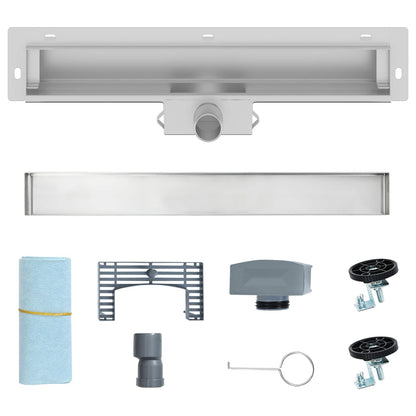 vidaXL Wall Mounted Shower Drain Silver 50 cm Stainless Steel 304