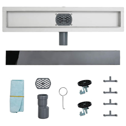 vidaXL Shower Drain Glass Cover with 360° Siphon Black 100 cm