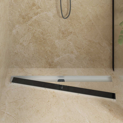 vidaXL Shower Drain Glass Cover with 360° Siphon Black 100 cm
