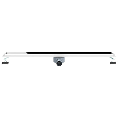 vidaXL Shower Drain Glass Cover with 360° Siphon Black 100 cm