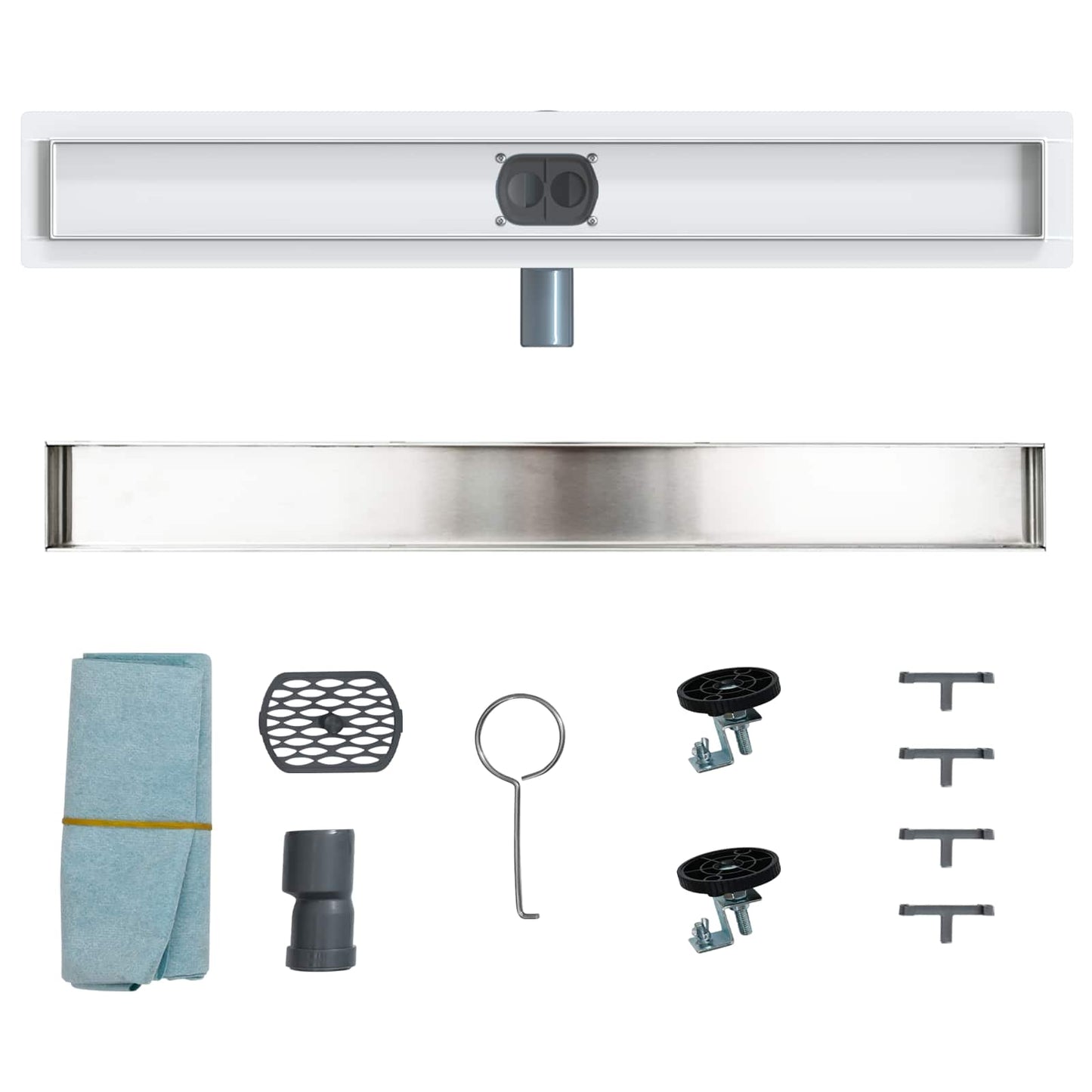 vidaXL Shower Drain 2-in-1 with 360° Siphon Silver 70 cm