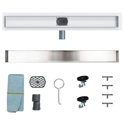vidaXL Shower Drain 2-in-1 with 360° Siphon Silver 70 cm