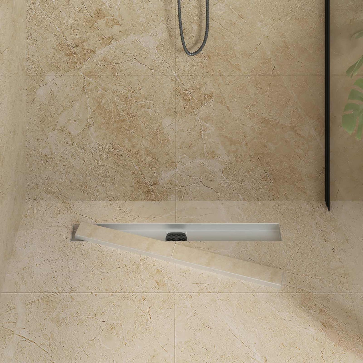 vidaXL Shower Drain 2-in-1 with 360° Siphon Silver 70 cm