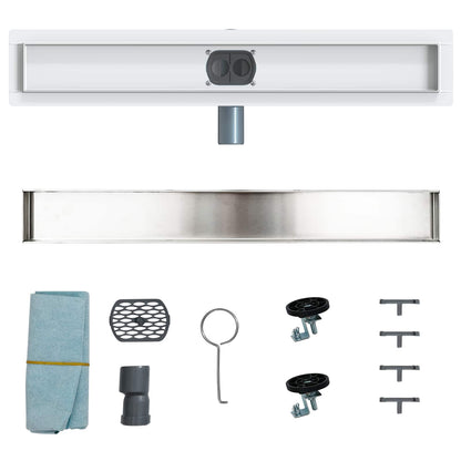 vidaXL Shower Drain 2-in-1 with 360° Siphon Silver 60 cm