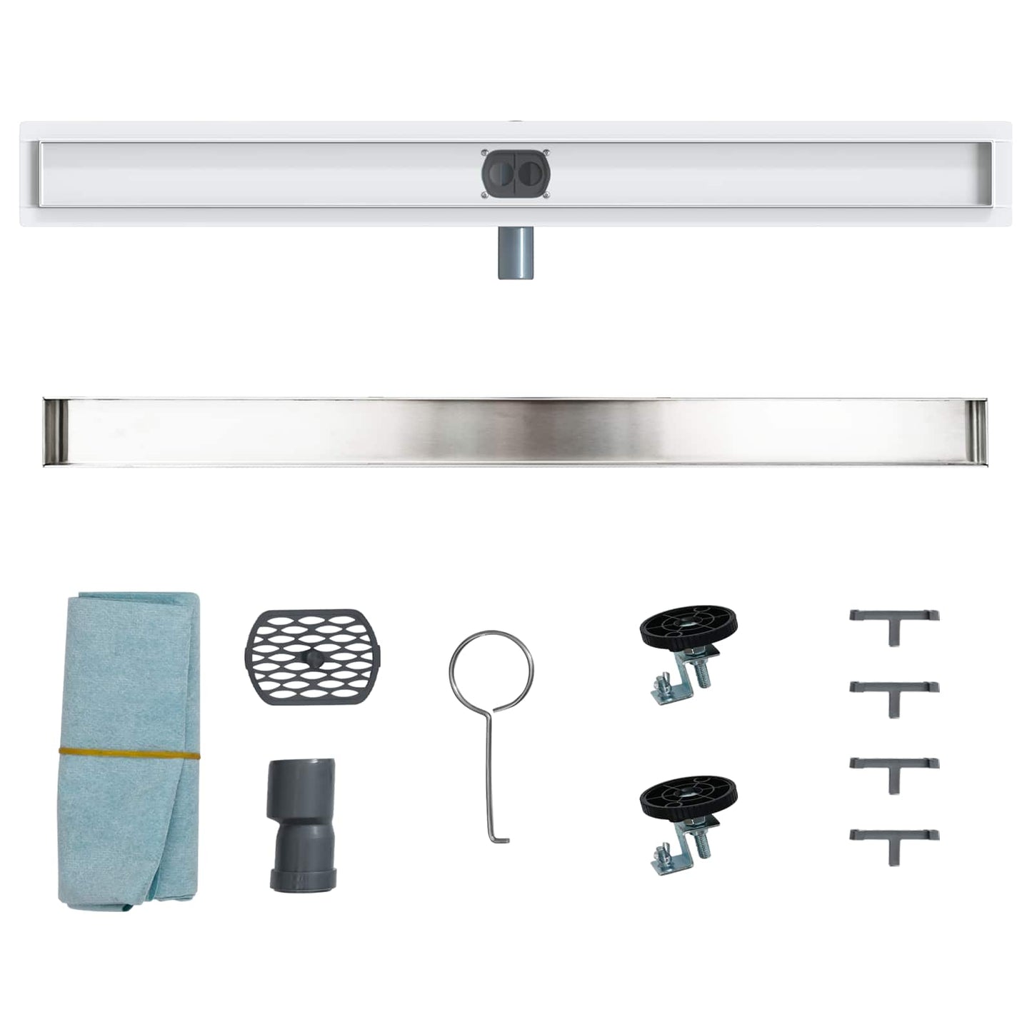 vidaXL Shower Drain 2-in-1 with 360° Siphon Silver 100 cm