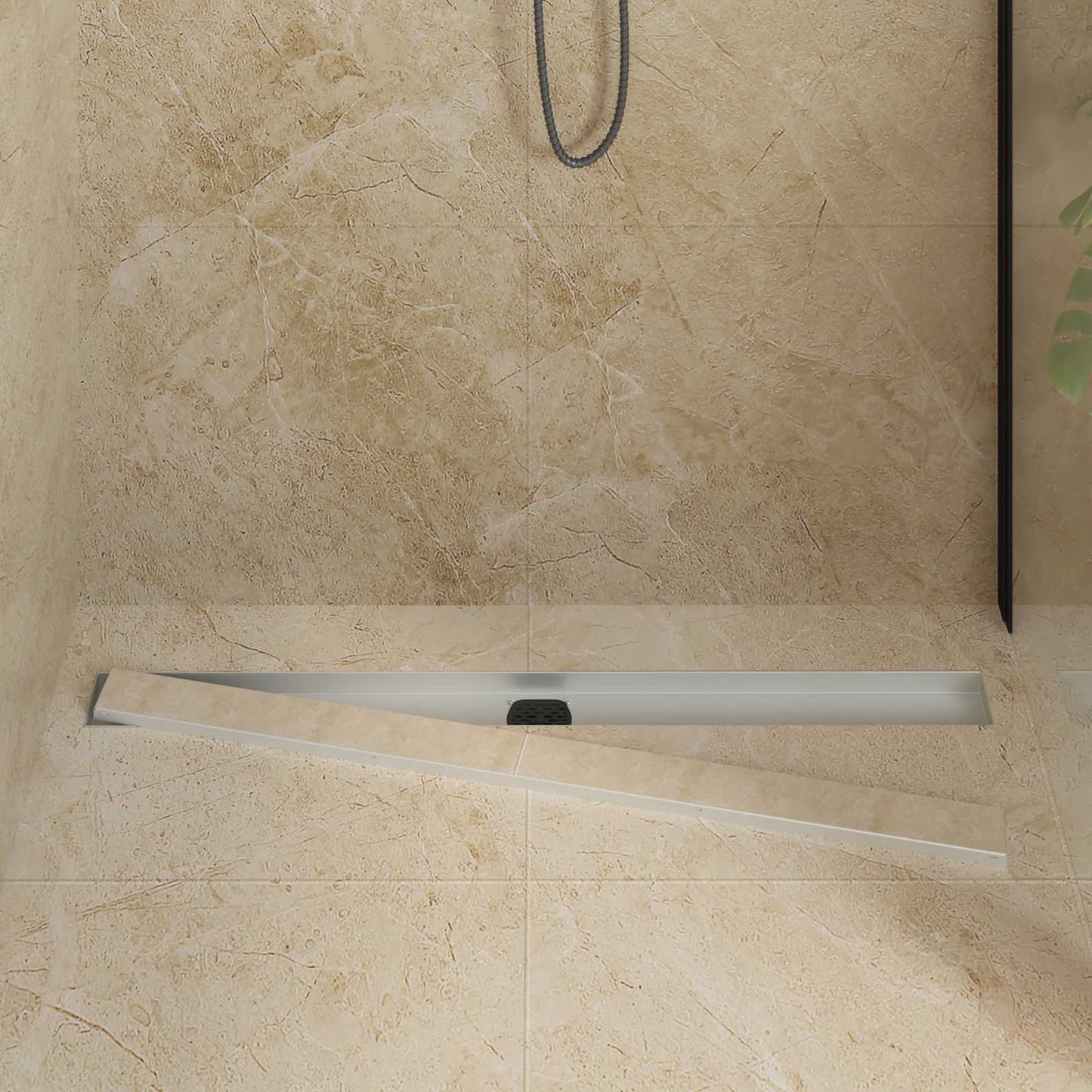 vidaXL Shower Drain 2-in-1 with 360° Siphon Silver 100 cm