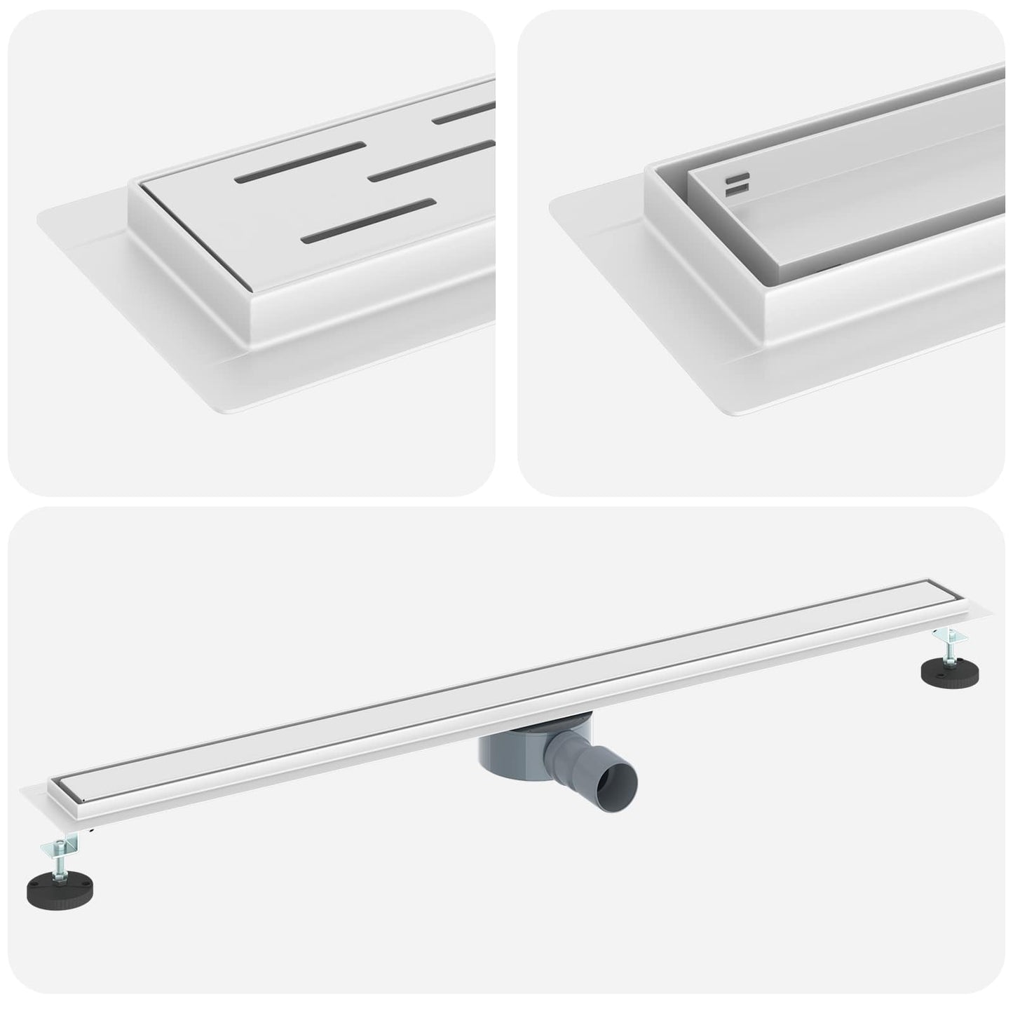 vidaXL Shower Drain 2-in-1 with 360° Siphon Silver 100 cm