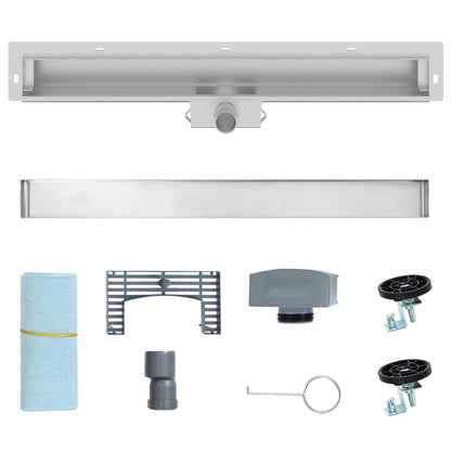 vidaXL Wall Mounted Shower Drain Silver 70 cm Stainless Steel 304
