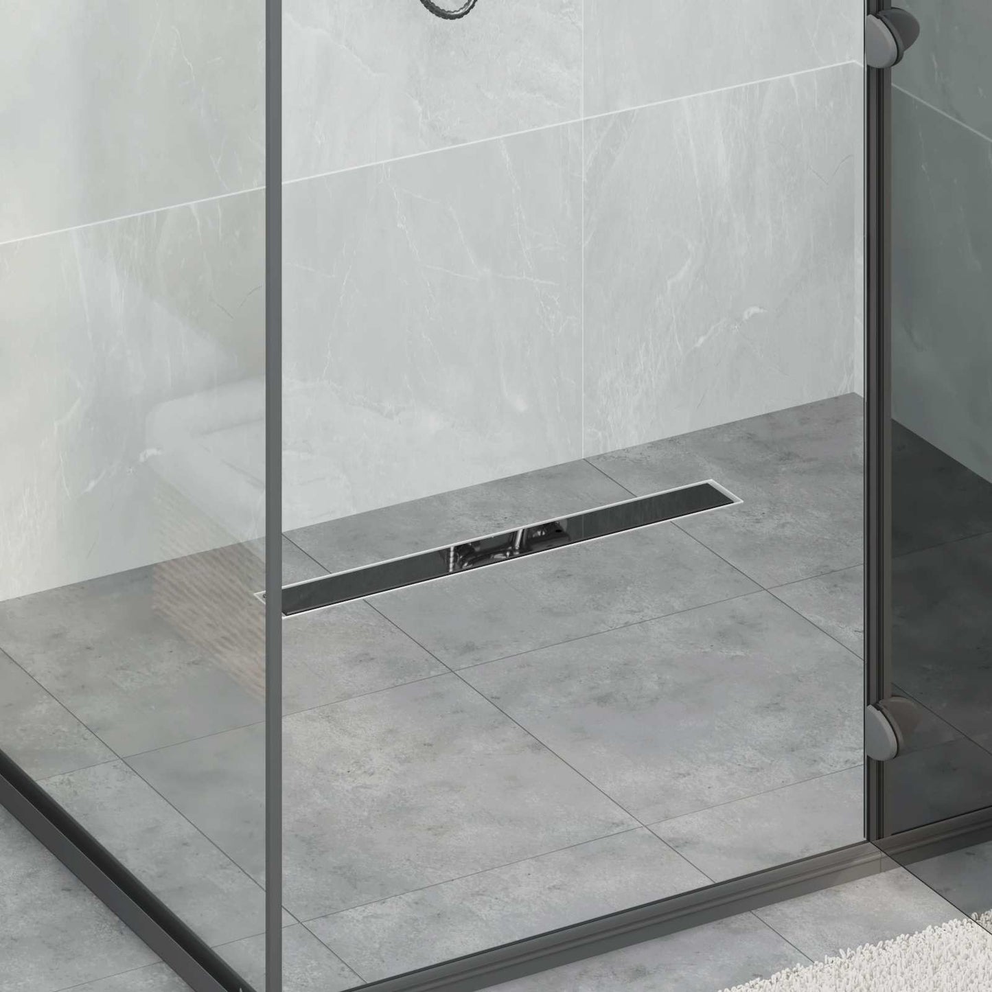 vidaXL Shower Drain Glass Cover with 360° Siphon Black 60 cm