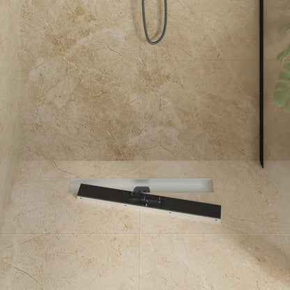 vidaXL Shower Drain Glass Cover with 360° Siphon Black 60 cm