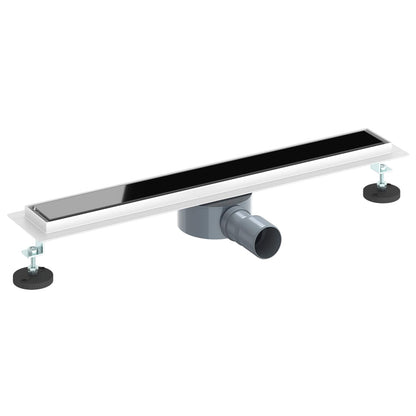 vidaXL Shower Drain Glass Cover with 360° Siphon Black 60 cm