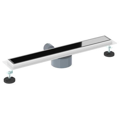 vidaXL Shower Drain Glass Cover with 360° Siphon Black 60 cm