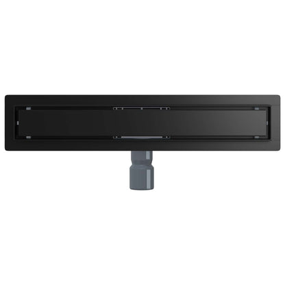 vidaXL 2 in 1 Shower Drain Black 60 cm Stainless Steel 304