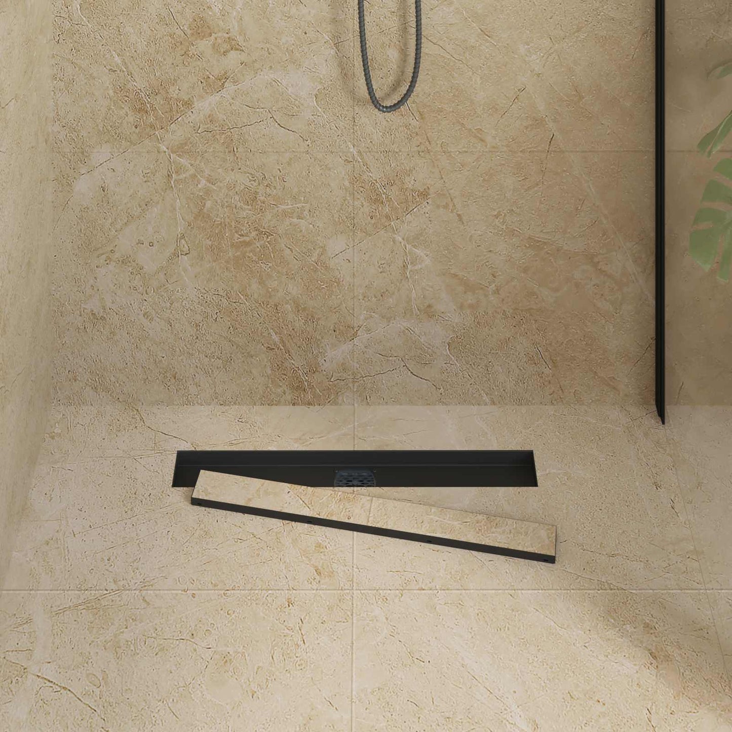 vidaXL Shower Drain 2-in-1 with 360° Siphon Black 60 cm