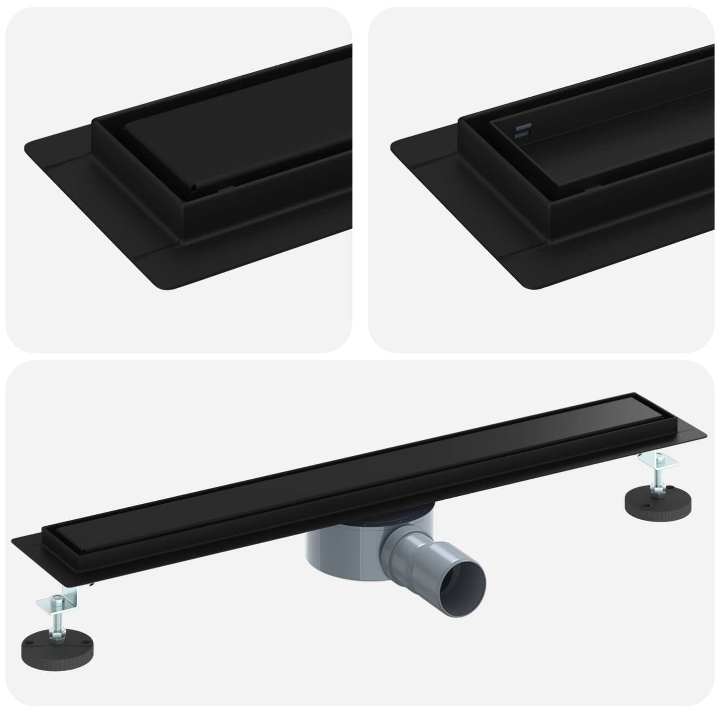 vidaXL Shower Drain 2-in-1 with 360° Siphon Black 60 cm