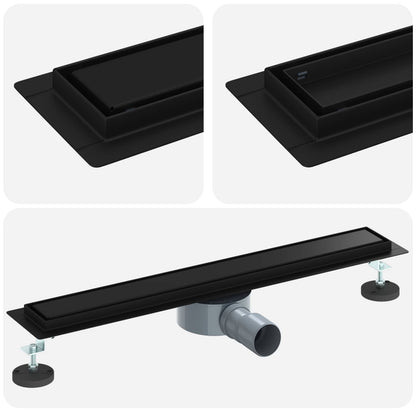 vidaXL Shower Drain 2-in-1 with 360° Siphon Black 60 cm