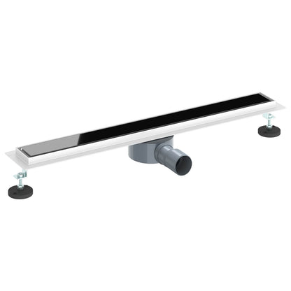 vidaXL Shower Drain Glass Cover with 360° Siphon Black 70 cm