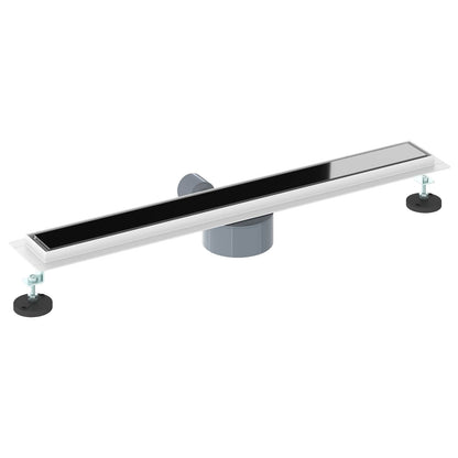 vidaXL Shower Drain Glass Cover with 360° Siphon Black 70 cm