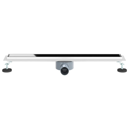 vidaXL Shower Drain Glass Cover with 360° Siphon Black 70 cm
